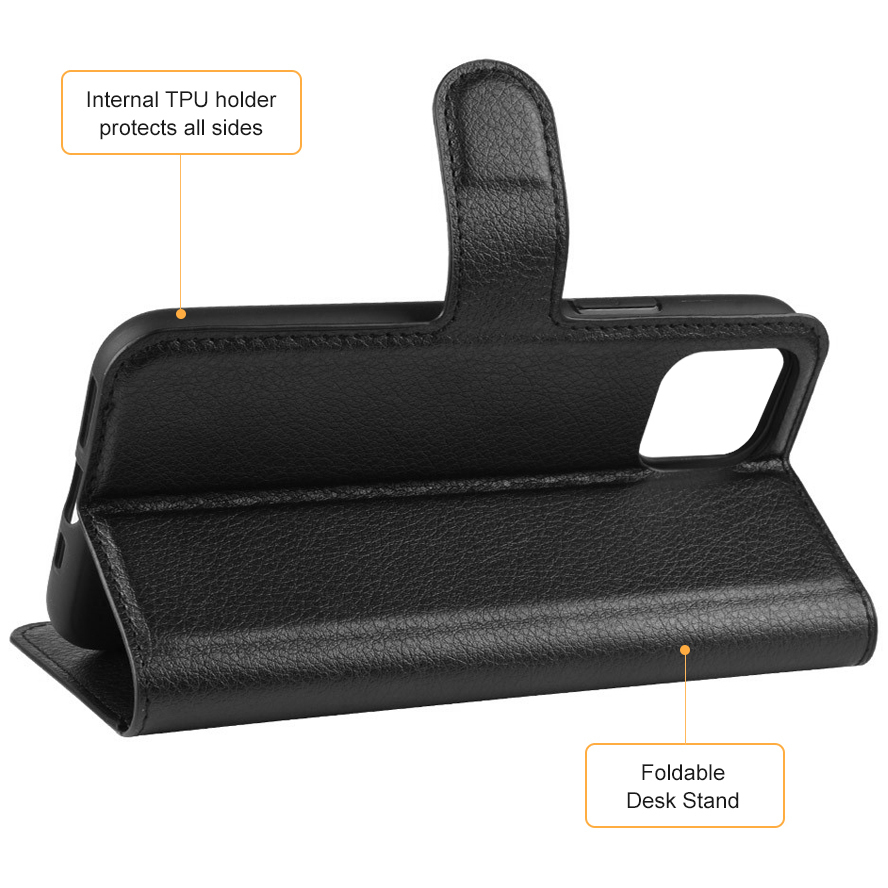 Leather Wallet Case For Apple Iphone 11 Pro Max Black